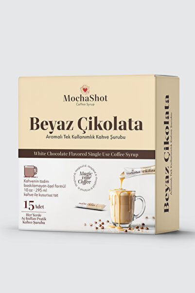 Mocha Shot Beyaz Çikolata Aromalı Tek Kullanımlık Kahve Şurubu 20 ml x 15 Adet