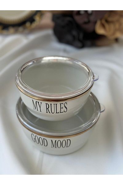 MD MİMOZA DEKOR Enamel Motto 2-Piece Storage Container