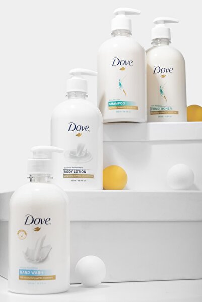 Dove Nemlendirici Şampuan 500 ml Saç Kremi 500 ml Vücut Losyonu 500 ml El Sab...
