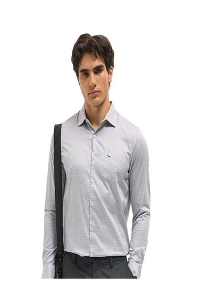 The Bear House Men's White Geometric Printed Tailored Fit Formal Shirt for Every Occasion
