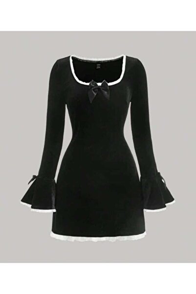 Moonstarcollection Coquette Lolita kurdele detay İspanyol kol uzun kollu elbise