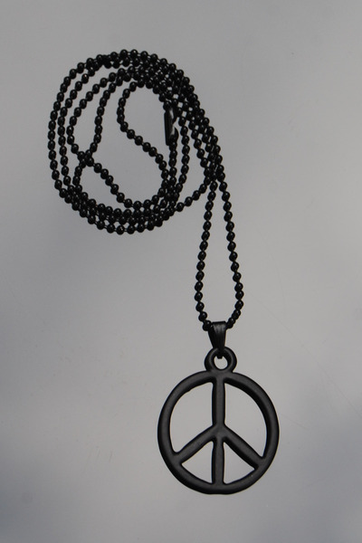 Rua Jewelry Peace Symbol Necklace Black Color |   Ball Chain |   Peace Sign Unisex