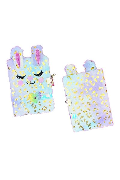 Bam Notebook Plush Cover Rabbit 15X21 Locked Striped Memory Notebook