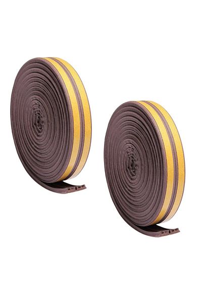 Evelise Set of 2, Self-adhesive tape for sealing doors and windows, E-profile, 9mm x 4mm, UV resistance