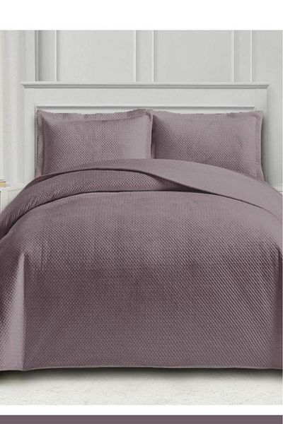 Çeyiz Diyarı Tuscany Double Luxury Velvet Bedspread Plum