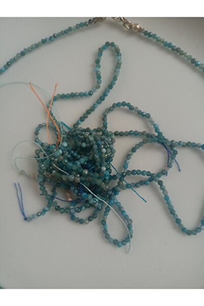 Mudita Tasarım 2 mm faset kesim gerçek doğal apatit taşı kolye