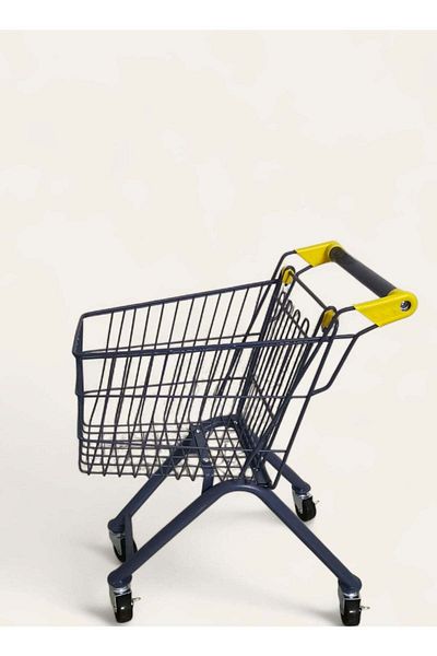HSM Kids Iron Shopping Cart, Small Supermarket Trolley for Kids with Sturdy Metal Frame, Pretend Play Toy