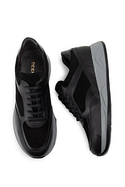 Deery Γνήσιο δέρμα Μαύρα Ανδρικά Παπούτσια Sneaker