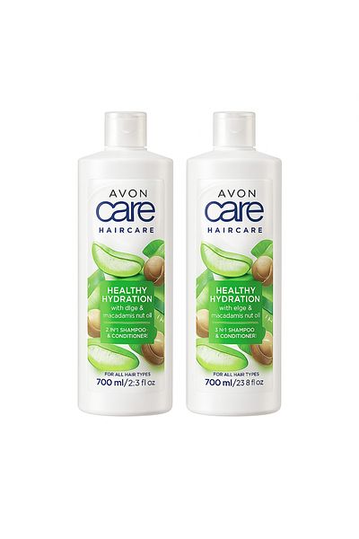 AVON Care Aloe & Macadamia Nut Oil 2 in 1 Shampoo & Conditioner (Pack of 2)