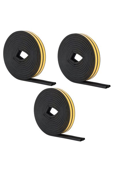Evelise Set of 3, Self-adhesive tape for sealing doors and windows, P-profile, 9mm x 5.5mm, UV resistance