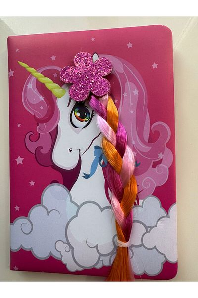 PARLAK EVREN Pink Covered Notebook with Braid Hair Detail