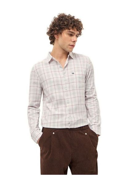 The Bear House Men's White Checked Slim Fit Casual Shirt for Every Occasion