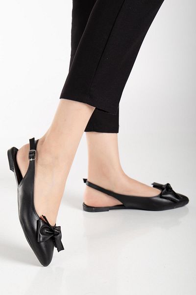 Dilimler Ayakkabı Women's Ballerinas Black Back Open Bow