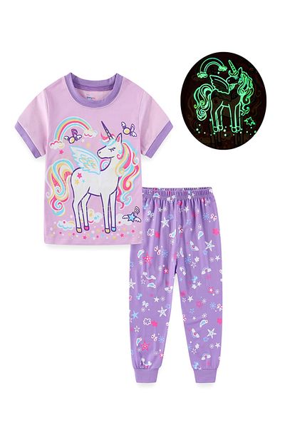Babyqlo Rainbow Winged Unicorn Magic Glow Pajama Set