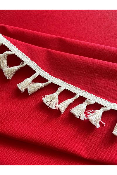 Zeren Home Liquid Proof Round Tablecloth with Fringe Tassel Detail