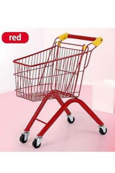 HSM Kids Iron Shopping Cart, Small Supermarket Trolley for Kids with Sturdy Metal Frame, Pretend Play Toy
