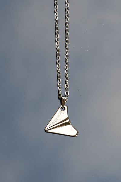 Rua Jewelry Paper Airplane Model Necklace - Silver Color Classic with Chain