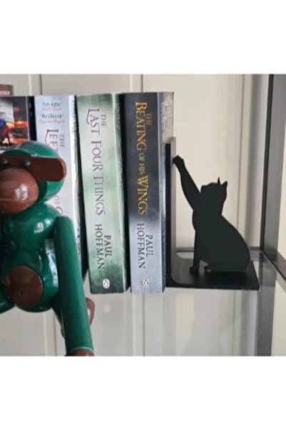 DESIGNBY Suport decorativ pentru cărți cu pisică neagră, suport pentru cărți,...