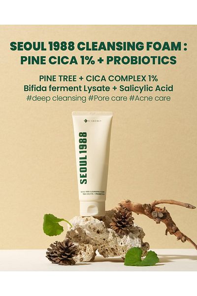 KSECRET Seoul 1988 Cleansing Foam, Pine Cica 1% + Probiotics, 150ml