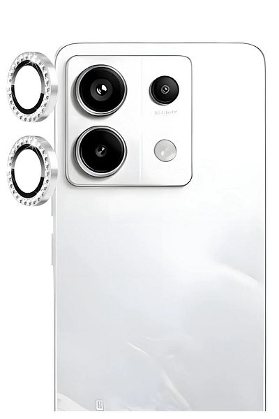 MustCase Xiaomi Redmi Note 13 Pro 5G متوافق مع عدسة الكاميرا الفضية الحجرية الزجاجية وحافة عدسة الكاميرا
