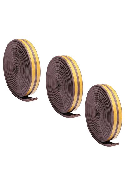 Evelise Set of 3, Self-adhesive tape for sealing doors and windows, E-profile, 9mm x 4mm, UV resistance