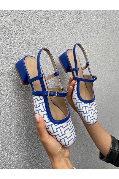 Elvinin Tarzı Alba (Blue) Heeled Ballerinas