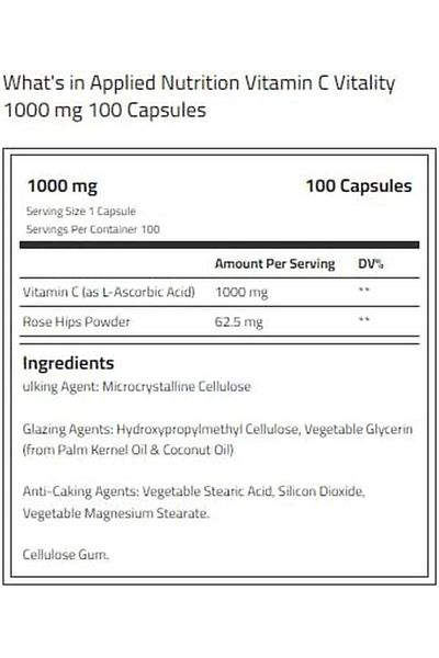 applied nutrition Vitamin C Rose Hips Ascorbic Acid 1000Mg 100 Caps