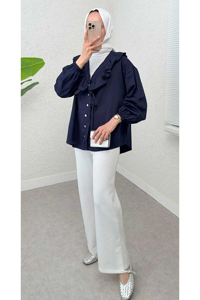 MODA VEDAT Flounce Collar Frilly Tunic -0420