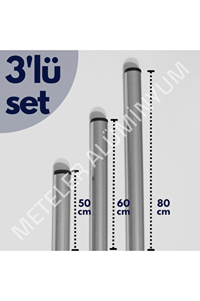 MTE HOME Alüminyum Oklava 3'lü Set -gri