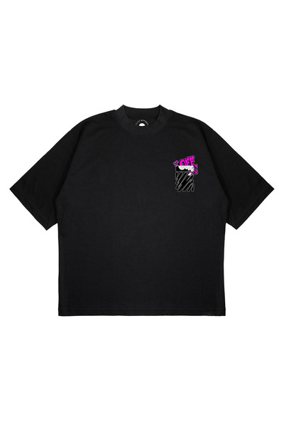 TRAGEDY Unisex Oversize OFF WHITE PINK Baskılı Boxy Fit Kalın Kumaşlı T-shirt