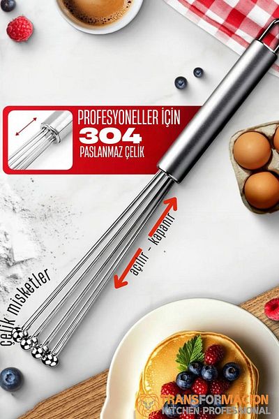 Transformacion Steel Ball Spring Loaded Retractable Whisk 304 Stainless Steel Whisk Whisk 721750