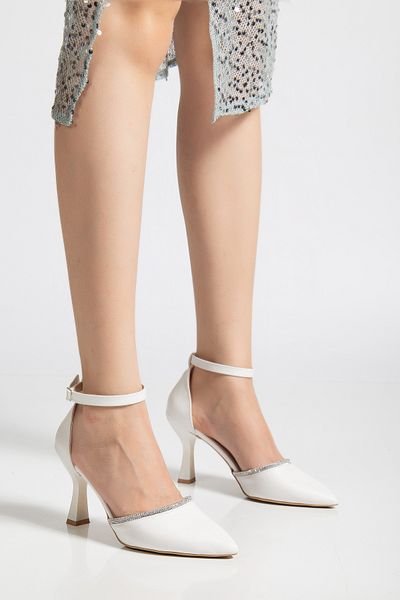 RİVONNA Women's White Heeled Shoes C551