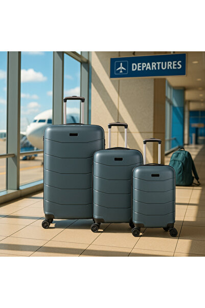 Bagacar Ultra Hafif Kırılmaz Silikon 3lü Set Valiz Gri+ETİKET HEDİYELİ!