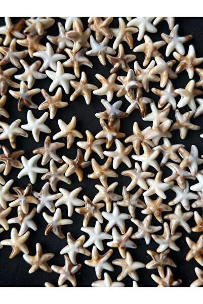 Bijumix Aksesuar 50 Adet Deniz Yıldızı Krem Kahverengi Akrilik Plastik Boncuk