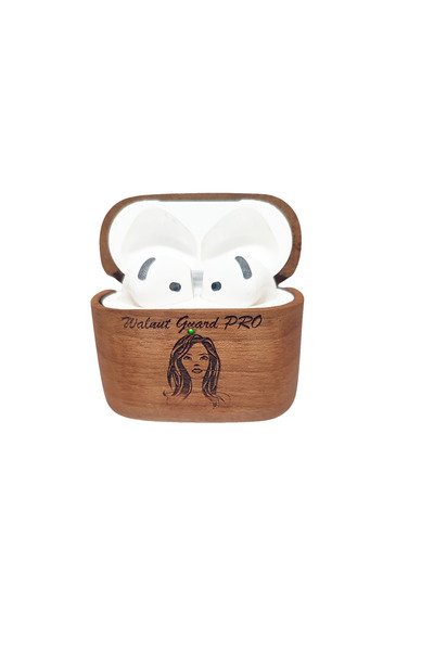 Damla Airpods 3.Nesil Ahşap Kılıf Lady Figürlü Walnut Guard Pro Ahşap Kılıf
