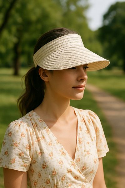 LAGRANZE Summer Straw Visor Women's Hat with Wide Brim