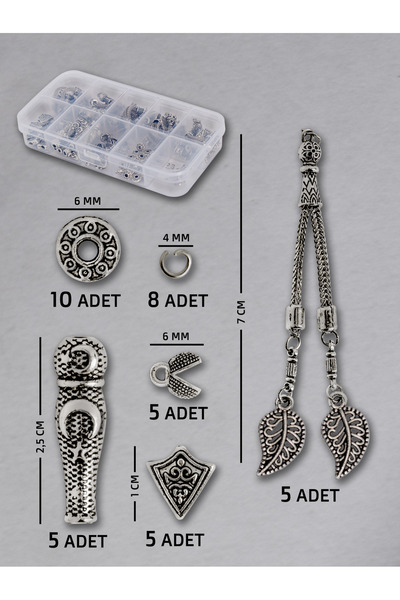 Mihra Takı Tasarım 5 Adet Çiftli Yaprak Püskül Seti - Doğal Taş | Epoksi Tesb...