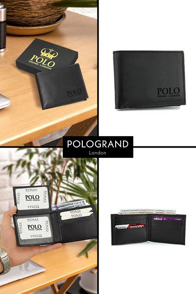 POLOGRAND London Genuine Rfid Protected 8 Card Holders Mini Stylish Card Holder Wallet in Soft Leather with Paper Coin Compartment and Snap Fastener