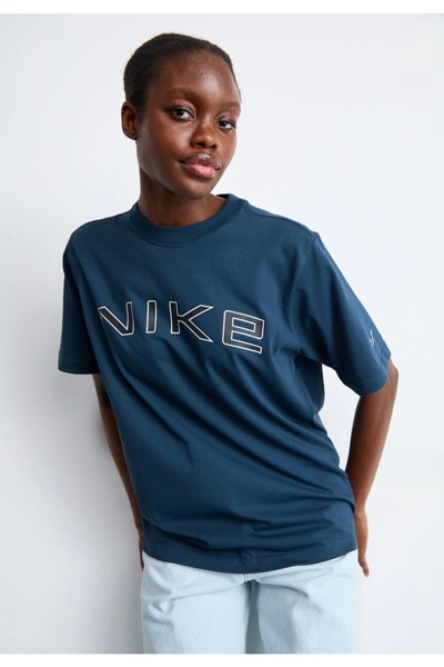Nike Спортивний одяг Phoenix Graphic Loose Short-Sleeve Mavi Kadın Футболка
