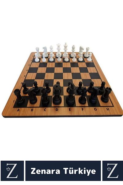 Zenara Mental Development Logic Focus Vision Problem-Solving Skill Chess with Wooden Platform Plastic Stone