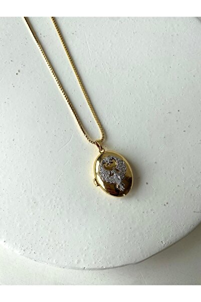 Modadiro Çelik Anka Kapaklı Kolye Gold