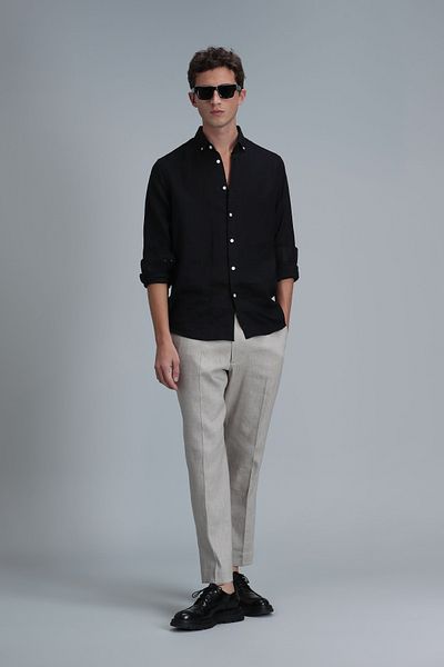 Lufian 111190322 Pantaloni chino pentru bărbați Tomas Smart Pantaloni pentru bărbați cu potrivire confortabilă, bej