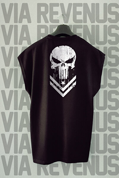 Vordevia Punisher Back Štampano Zero Sleeve okrugla kragna Sportska majica
