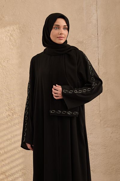 arga prive Stone Embroidered Shawl Set - Ferace