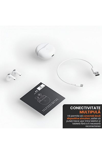 SoundPEATS Casti Wireless SoundPeats Air4 Pro by ONSG® Alb, Snapdragon Sound, Bluetooth 5.3, Autonomie 26h