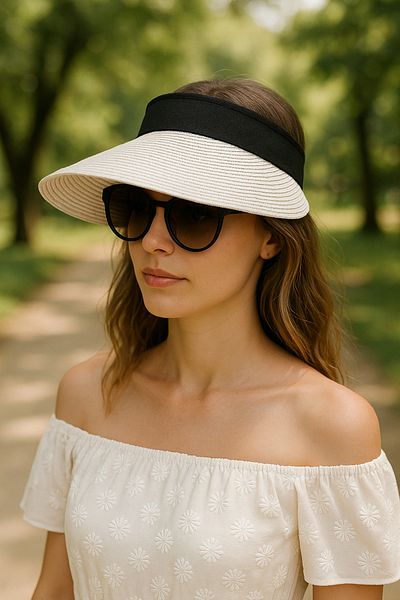 LAGRANZE Elegant Design Premium Straw Visor Hat