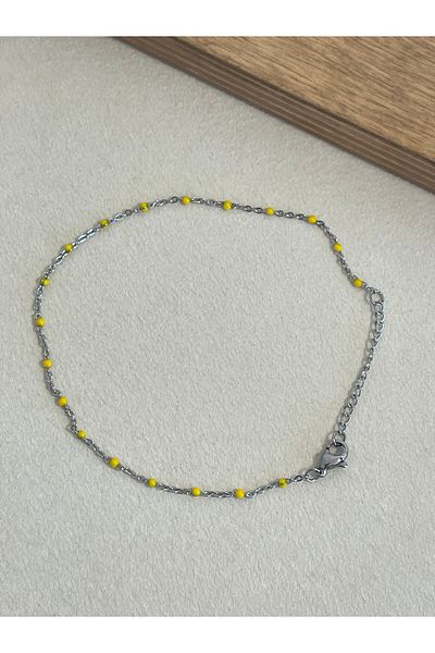 Rupen Kraft 316 L Surgical Steel Anklet Foot Bracelet Yellow Beaded Anklet