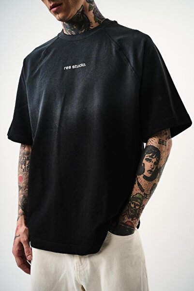 Respire Men's Res Studio Written Oversize T-Shirt Black