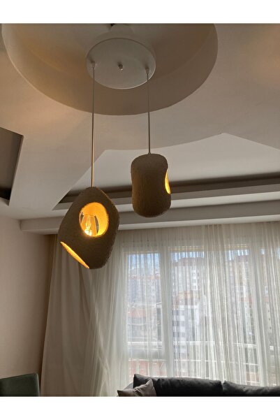 Aslan Retro Delikli Beton Sarkıt Avize 2 Li Set (27X 19 CM)