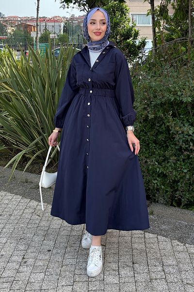 Tesettür Diyarı Γυναικείο Φόρεμα Hijab Rapalin - Navy Blue